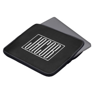 Housse Pour Ordinateur Portable Bold & Modern Your name or Word White On Black