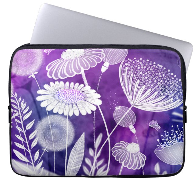Housse Pour Ordinateur Portable Bold Purple and Violet Wild Flower Art (Devant)