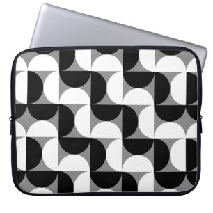 Housse Pour Ordinateur Portable bols à motif milieu de siècle noir et blanc