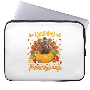 Housse Pour Ordinateur Portable Bon thanksgiving Doberman Chien Turquie Citrouille