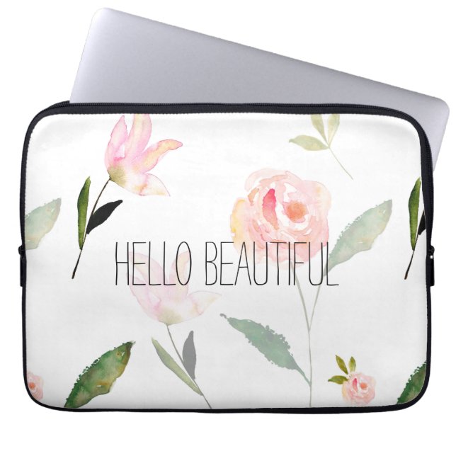Housse Pour Ordinateur Portable Bonjour belle aquarelle florale (Devant)