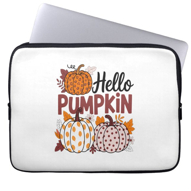 Housse Pour Ordinateur Portable Bonjour Png Citrouille, Vibes d'automne (Devant)