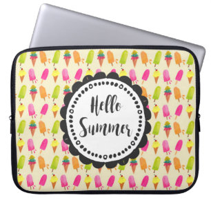 Housse Pour Ordinateur Portable Bonjour Popsicles d'été et crème glacée