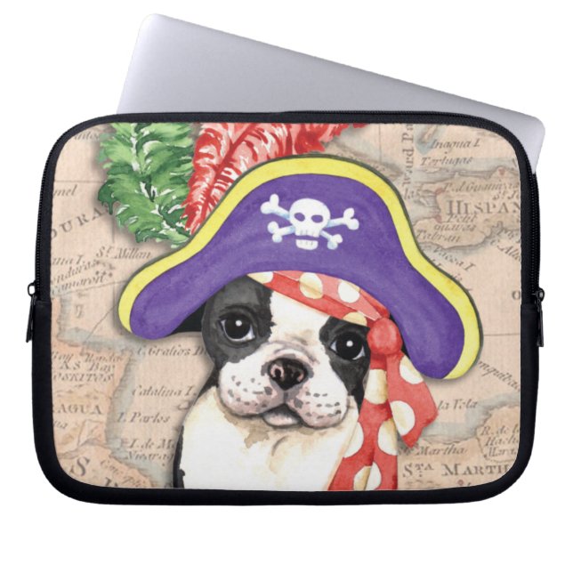 Housse Pour Ordinateur Portable Boston Terrier Pirate (Devant)