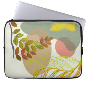 Housse Pour Ordinateur Portable Botanique Boho jaune vert