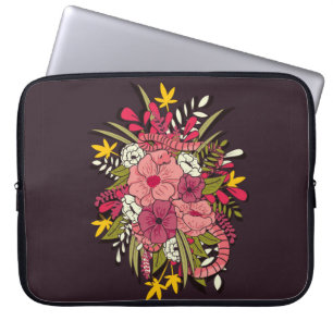 Housse Pour Ordinateur Portable Botanique florale à main tiré à vintage éclatant