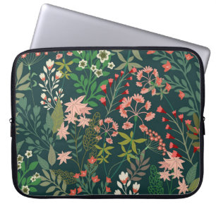 Housse Pour Ordinateur Portable Botanique florale foncée sans Motif