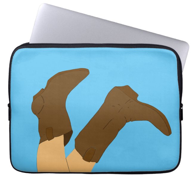 Housse Pour Ordinateur Portable Bottes Cowboy sur Arrière - plan bleu clair (Devant)