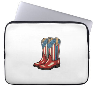 Housse Pour Ordinateur Portable Bottes de cowgirl patriotiques vintage Chemise occ