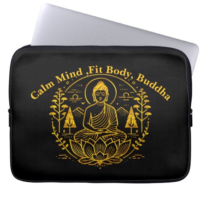 Housse Pour Ordinateur Portable Bouddha symbolique entouré d'éléments naturels (Devant)
