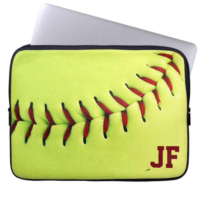Housse Pour Ordinateur Portable Boule jaune personnalisée du base-ball (Devant)