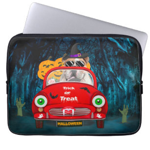 Housse Pour Ordinateur Portable Bouledogue anglais conduisant une voiture Hallowee