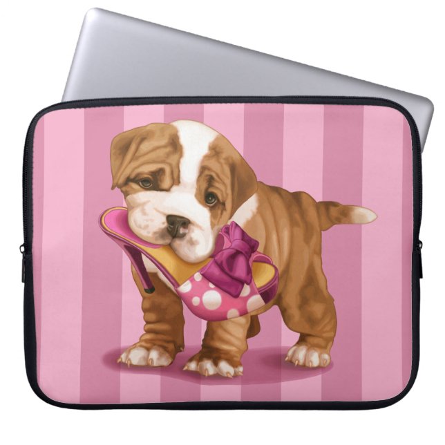 Housse Pour Ordinateur Portable Bouledogue et chaussure anglais (Devant)