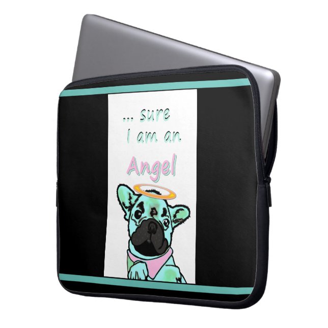 Housse Pour Ordinateur Portable Bouledogue français Angel (devant gauche)