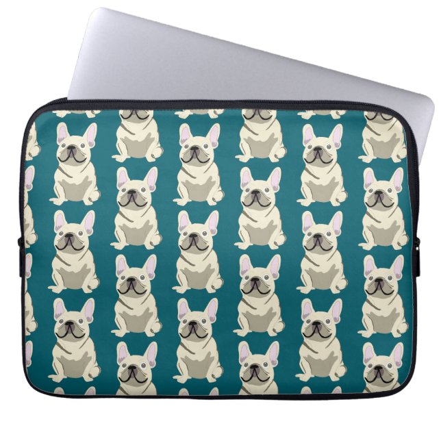 Housse Pour Ordinateur Portable Bouledogue Français Crème (Devant)