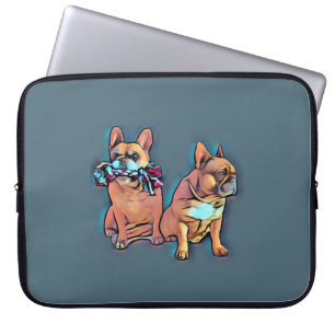Housse Pour Ordinateur Portable Bouledogue français deux amis French Bulldog
