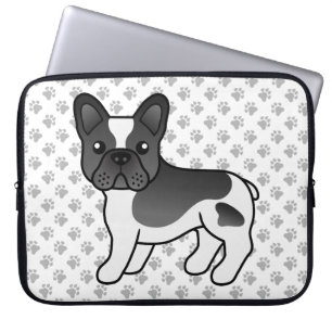 Housse Pour Ordinateur Portable Bouledogue Français Pie Noir Mignon Chien de Dessi