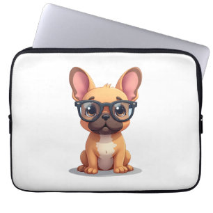 Housse Pour Ordinateur Portable Bouledogue français portant des lunettes Copie