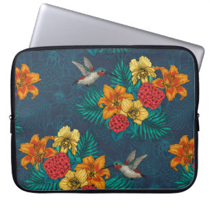 Housse Pour Ordinateur Portable Bouquet et colibris tropicaux