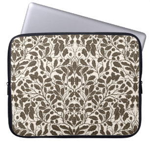 Housse Pour Ordinateur Portable Branches de chêne et feuilles, motif damassé en br