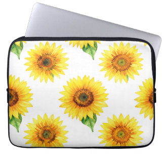 Housse Pour Ordinateur Portable Bright Sunflower Watercolor Seamless Pattern
