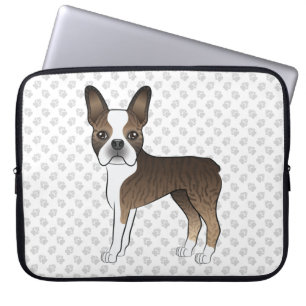 Housse Pour Ordinateur Portable Brindle Boston Terrier Cute Cartoon Chig & Paws