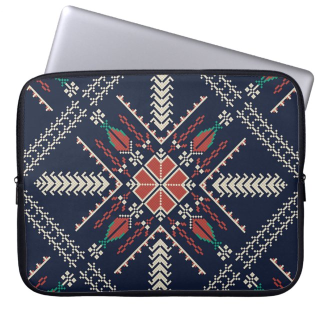 Housse Pour Ordinateur Portable Broderie palestinienne : Conception Motif traditio (Devant)