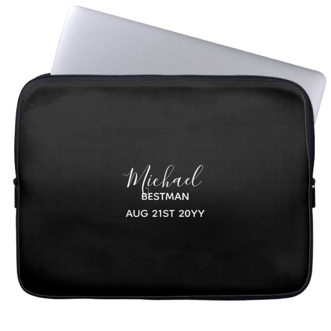 Housse Pour Ordinateur Portable BUDGET Bestman Groomsman DONS Classique Noir (Devant)