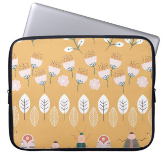 Housse Pour Ordinateur Portable Bugs, plante : jeu de bordures vintage.