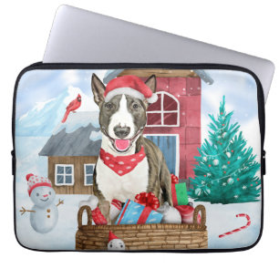 Housse Pour Ordinateur Portable Bull Terrier Chien dans la neige Maison de Chien d