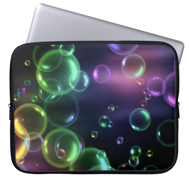 Housse Pour Ordinateur Portable Bulle Iridescente sur noir (Devant)