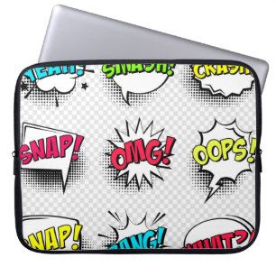 Housse Pour Ordinateur Portable Bulles de discours comiques avec ombre et texte mi