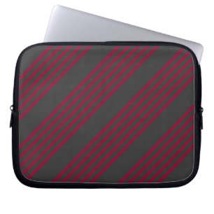 Housse Pour Ordinateur Portable Burgundy rouge et charbon de bois cinq bandes moti