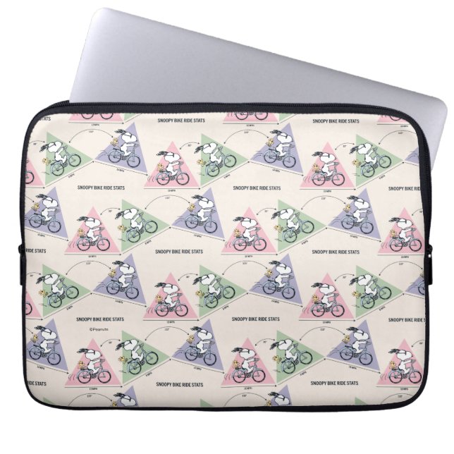 Housse Pour Ordinateur Portable cacahuètes | Snoopy Bike Ride Stats (Devant)