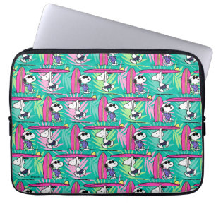Housse Pour Ordinateur Portable cacahuètes   Snoopy Turquoise Surf Motif