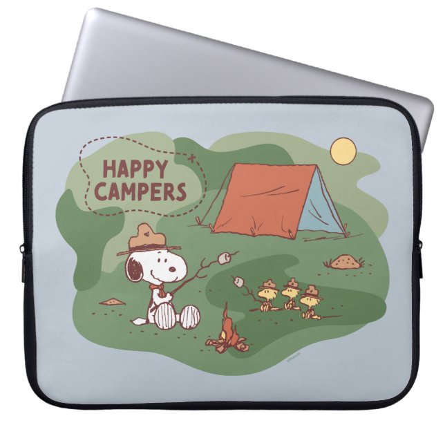 Housse Pour Ordinateur Portable cacahuètes | Snoopy & Woodstock Happy Campers 2 (Devant)