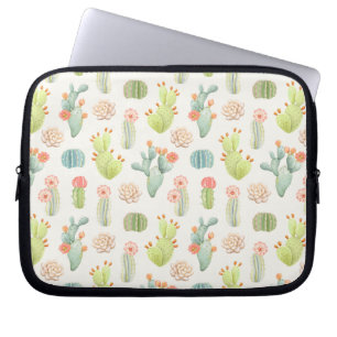 Housse Pour Ordinateur Portable Cactus en pastel mou et motif succulent