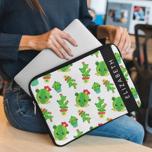 Housse Pour Ordinateur Portable Cactus mignons, Cactus Motif, Succulent, Votre Nom