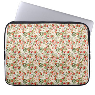 Housse Pour Ordinateur Portable Cadeau d'anniversaire Fraise et fleur sans coutu