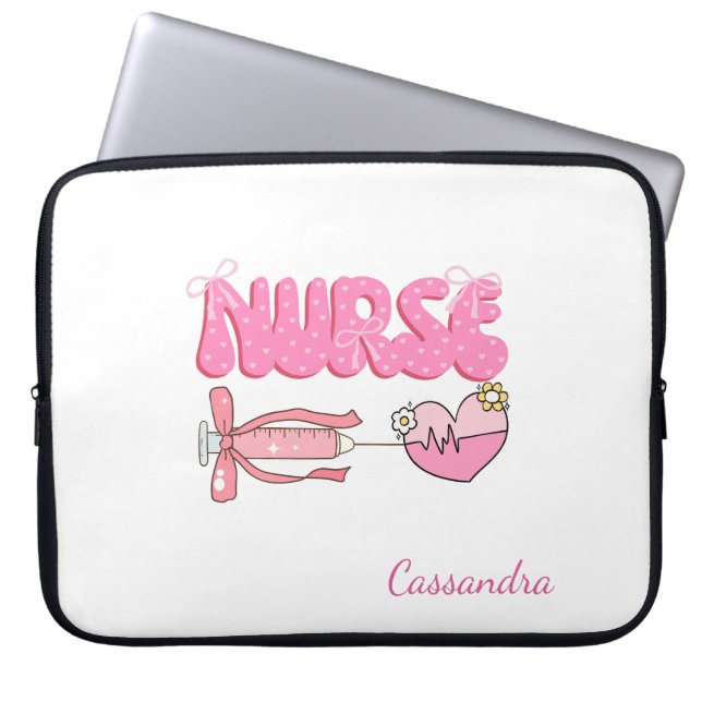 Housse Pour Ordinateur Portable Cadeau de nom d'étudiant en soins infirmiers École (Devant)
