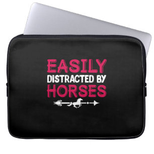 Housse Pour Ordinateur Portable Cadeau équestre   Facilement Distrait Par Les Chev