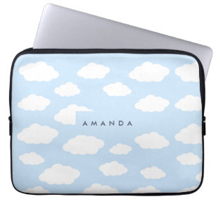 Housse Pour Ordinateur Portable Cadeaux Monogramme Cute Girl Blue Cloud personnali