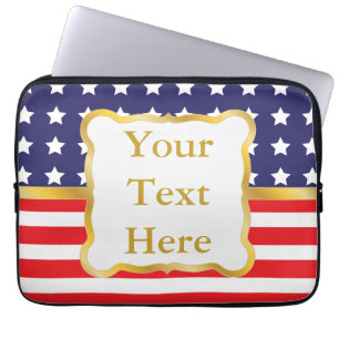 Housse Pour Ordinateur Portable Cadre doré sur fond patriotique
