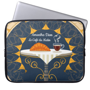 Housse Pour Ordinateur Portable Café au Lait de Typographie Française Minimaliste