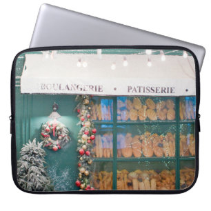Housse Pour Ordinateur Portable Café de Noël extérieur boulangerie avec décoration