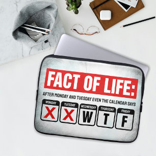 Housse Pour Ordinateur Portable Calendrier Fact of Life dit WTF Humour