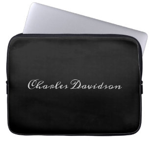 Housse Pour Ordinateur Portable Calligraphie minimaliste professionnelle Noir