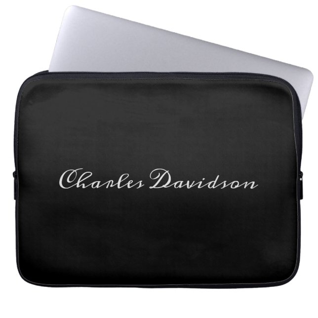 Housse Pour Ordinateur Portable Calligraphie minimaliste professionnelle Noir (Devant)