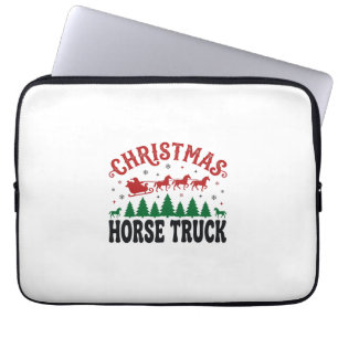 Housse Pour Ordinateur Portable Camion à chevaux de Noël Western Santa Sleigh Desi
