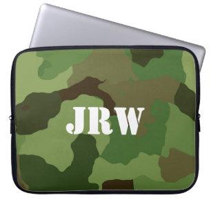 Housse Pour Ordinateur Portable Camouflage décoré d'un monogramme de brun et de